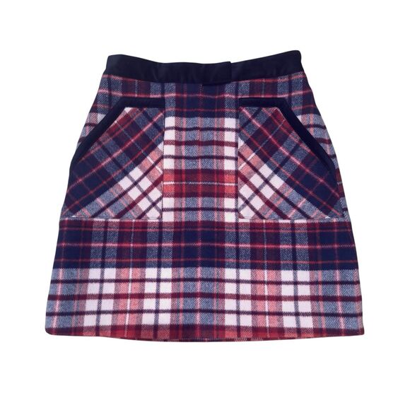 Deadstock Tommy Hilfiger Wool Skirt Plaid Red White Blue Pockets US2 UK4 Small - Picture 3 of 6